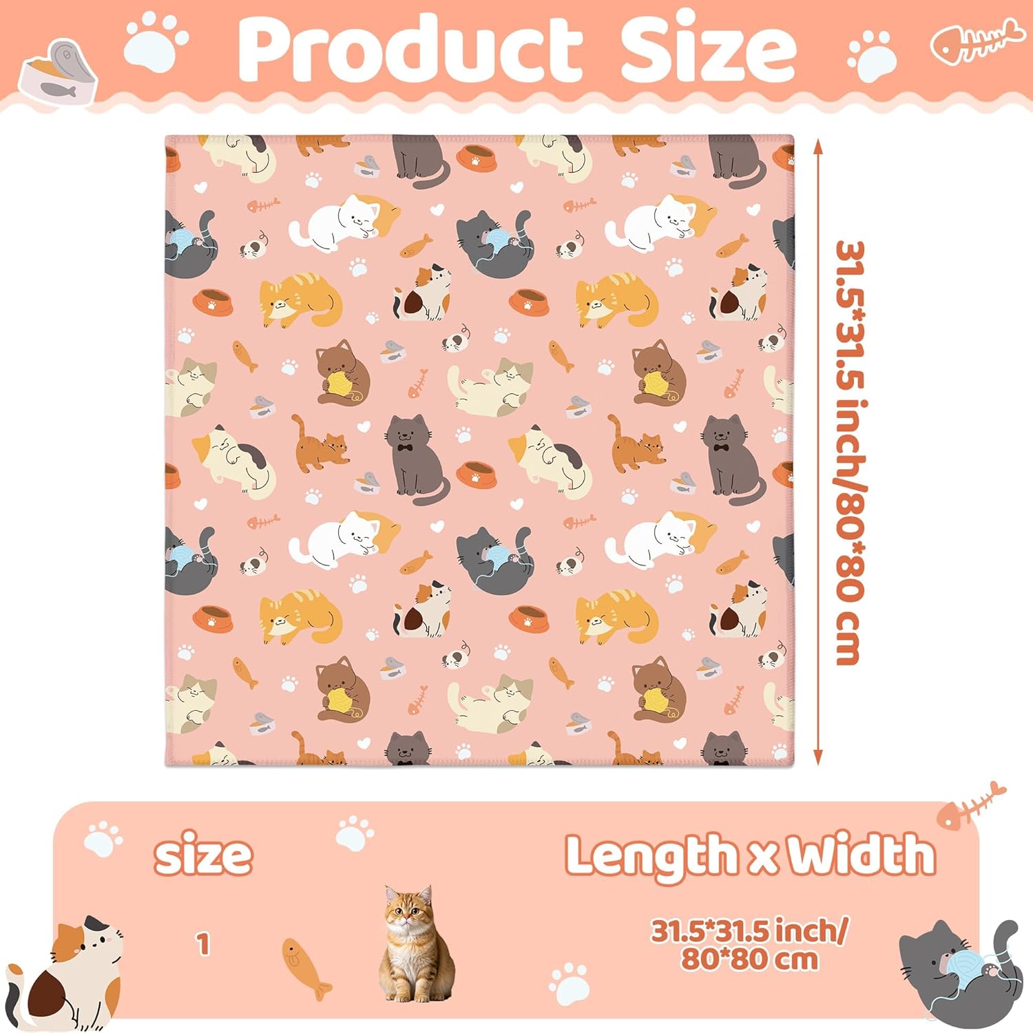 31.5" Cat Grooming Wrap - Pink Large Self-Adhesive Cat Restraint Wrap Cutting Nails Blanket Anti-Scratch Anti-Escape Multifunctional Swaddle Pet Tool for Pet Cleaning & Beauty (Within 22lbs)