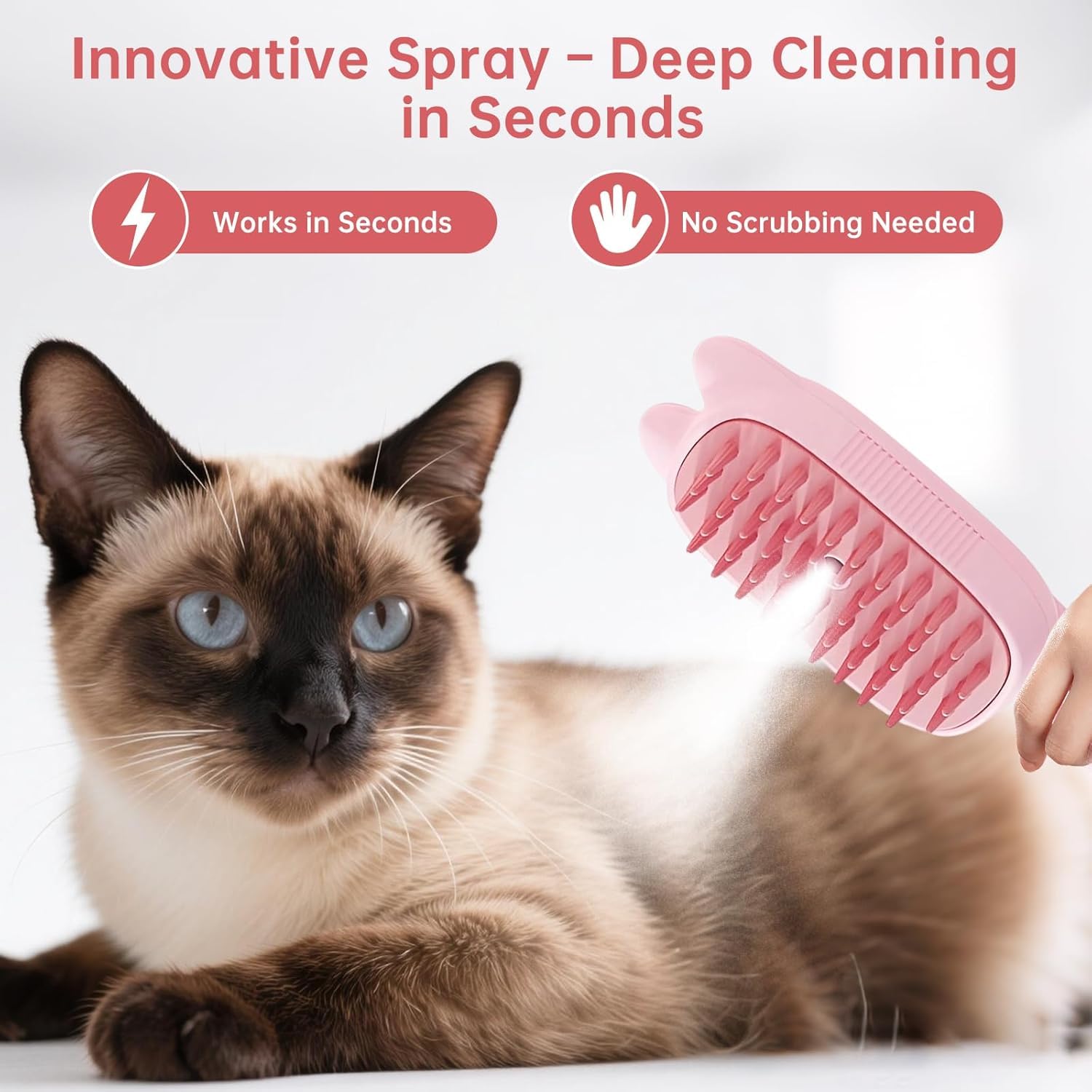 New Steam Brush for Cats, 3 in 1 Steam Comb for Shedding Dog Pet Hair Cleaning Brush for Spray Dog Grooming for Long & Short Haired Pets – Cat Hair Spritz Defur Comb