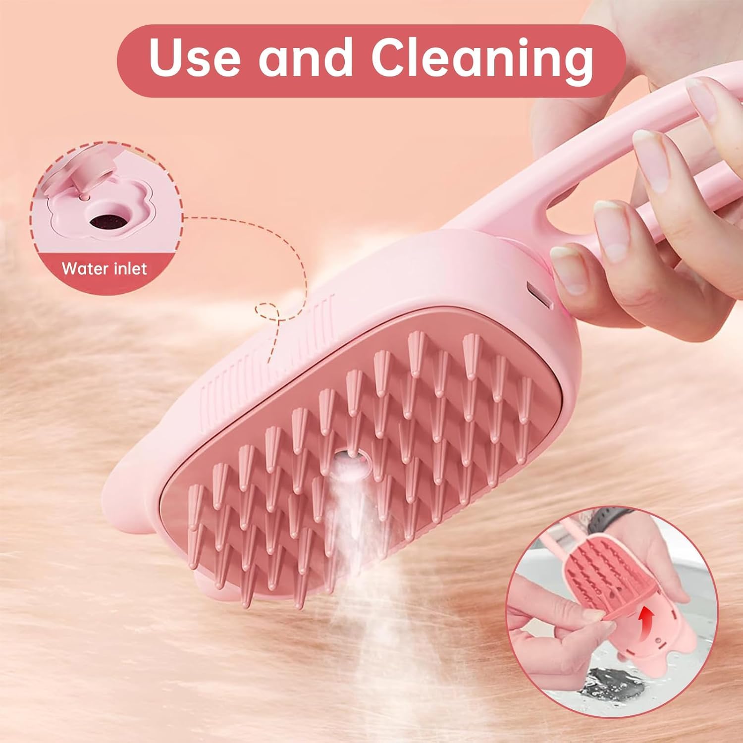 New Steam Brush for Cats, 3 in 1 Steam Comb for Shedding Dog Pet Hair Cleaning Brush for Spray Dog Grooming for Long & Short Haired Pets – Cat Hair Spritz Defur Comb