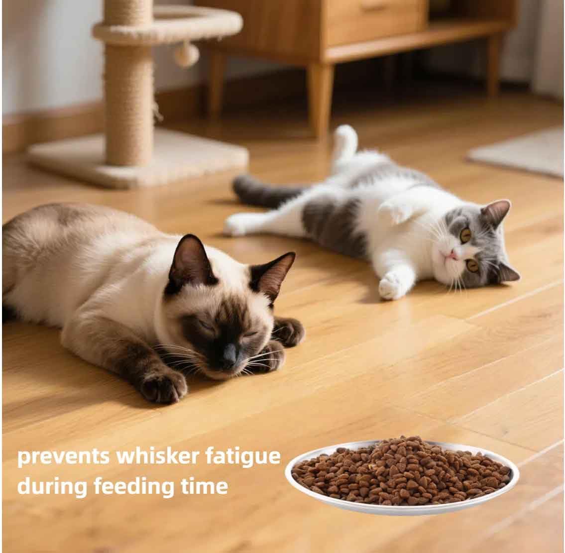 4-Pack Stainless Steel Cat Dish,Shallow cat Bowl,Cat Bowls Whisker Friendly,Grade 304 18/8, Dishwasher Safe,Easy to Clean