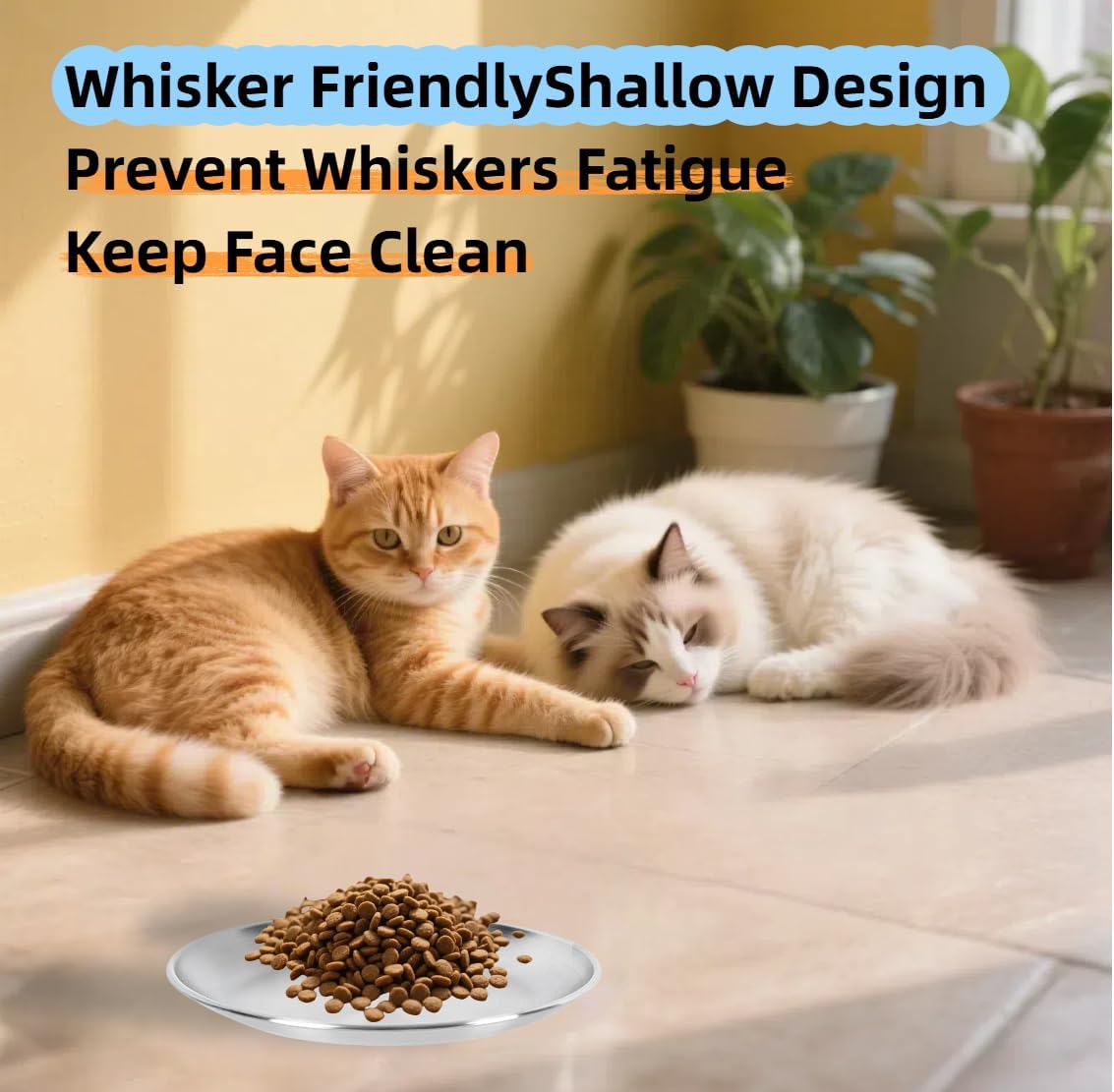 4-Pack Stainless Steel Cat Dish,Shallow cat Bowl,Cat Bowls Whisker Friendly,Grade 304 18/8, Dishwasher Safe,Easy to Clean