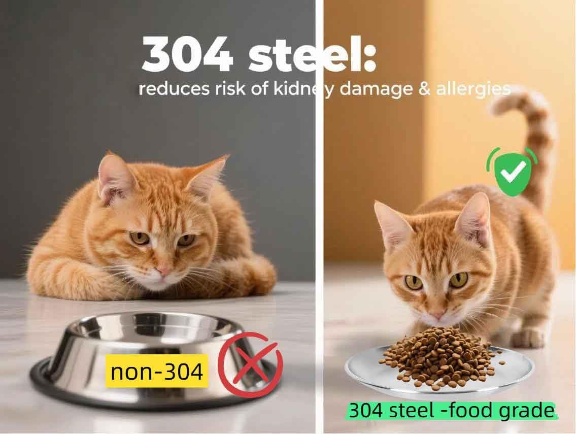 4-Pack Stainless Steel Cat Dish,Shallow cat Bowl,Cat Bowls Whisker Friendly,Grade 304 18/8, Dishwasher Safe,Easy to Clean