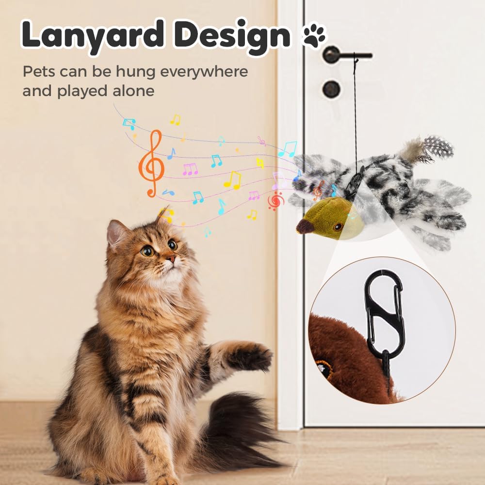 2026 New Flying Bird Toy for Cats, Interactive Chirping Flying Bird Cat Toy, Flying Interactive Simulation Electric Sparrow Shaking Bird, Automatic Moving Simulation Birds Interactive Cat Toy (A)