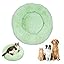 Calming Donut Dog Bed, Anti-Anxiety Soft Round Cat Bed with Fluffy Plush Faux, Cozy Washable Pet Beds Cushion for Small Medium Large Pets Indoor Outdoor Use (Beige, 31.5 in)