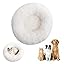 Calming Donut Dog Bed, Anti-Anxiety Soft Round Cat Bed with Fluffy Plush Faux, Cozy Washable Pet Beds Cushion for Small Medium Large Pets Indoor Outdoor Use (Beige, 31.5 in)