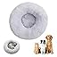 Calming Donut Dog Bed, Anti-Anxiety Soft Round Cat Bed with Fluffy Plush Faux, Cozy Washable Pet Beds Cushion for Small Medium Large Pets Indoor Outdoor Use (Beige, 31.5 in)