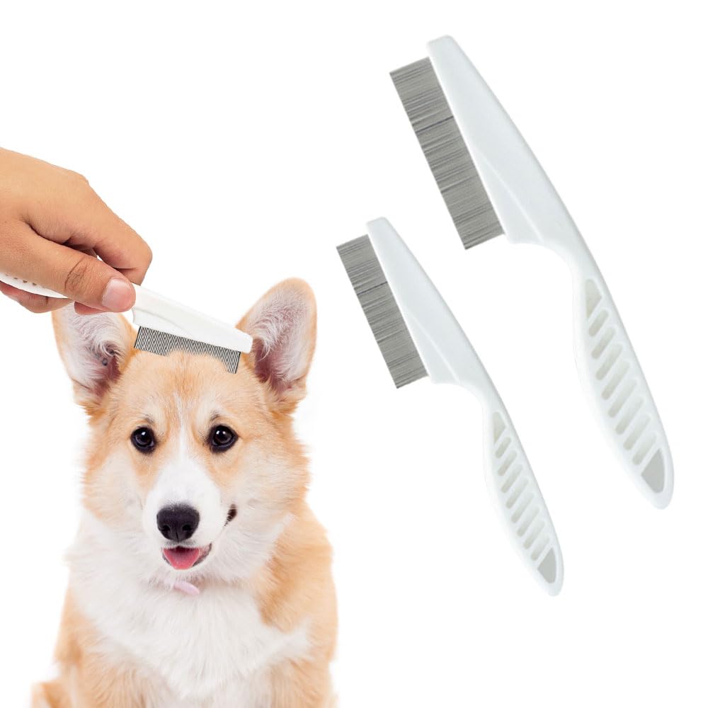 Pet Grooming Comb, Multifunctional Pet Hair Comb Flea and Tear Stain Removal, Dog Face Combs, Flea Comb for Dogs, Removes Crust, Mucus, Stain Combs for Grooming and Dehairing Face and Paws (Blue)