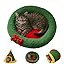 Christmas Tree Triangle Cat Cave Bed, Festive Pet Hideout with Plush Cushion,Cozy Semi-Enclosed Winter Bed with Wide Entrance,Holiday Home Décor for Cats & Small Pets (Circle, M)