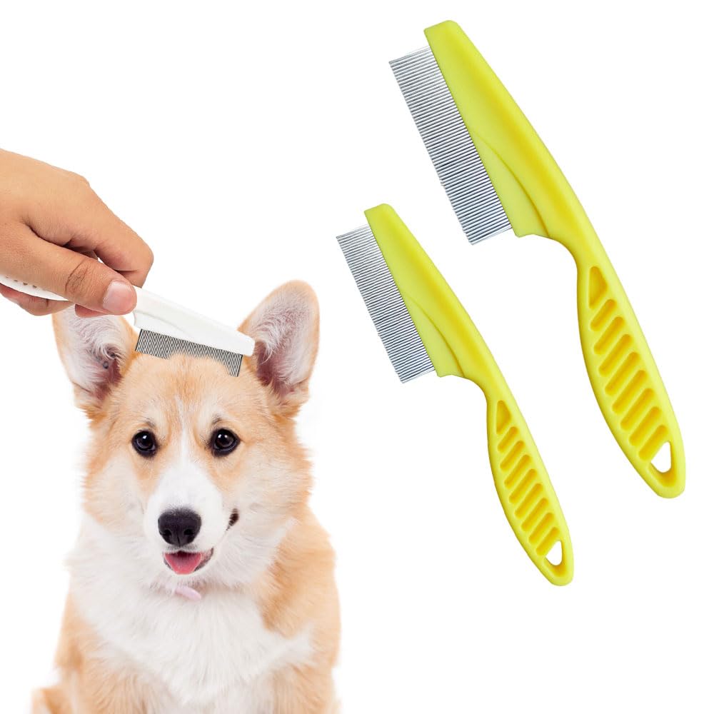 Pet Grooming Comb, Multifunctional Pet Hair Comb Flea and Tear Stain Removal, Dog Face Combs, Flea Comb for Dogs, Removes Crust, Mucus, Stain Combs for Grooming and Dehairing Face and Paws (Blue)