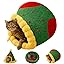 Christmas Tree Triangle Cat Cave Bed, Festive Pet Hideout with Plush Cushion,Cozy Semi-Enclosed Winter Bed with Wide Entrance,Holiday Home Décor for Cats & Small Pets (Circle, M)