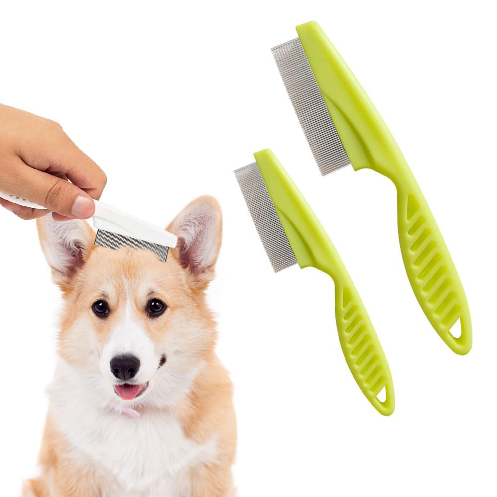 Pet Grooming Comb, Multifunctional Pet Hair Comb Flea and Tear Stain Removal, Dog Face Combs, Flea Comb for Dogs, Removes Crust, Mucus, Stain Combs for Grooming and Dehairing Face and Paws (Blue)
