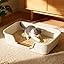 Semi Enclosed Cat Litter Box with Low Entry, High Wall Low Entry Litter Box for Indoor Cats, Litter Pan with High Sides for Indoor Pet Potty, Easy to Clean, Anti-Splashing (Grey)