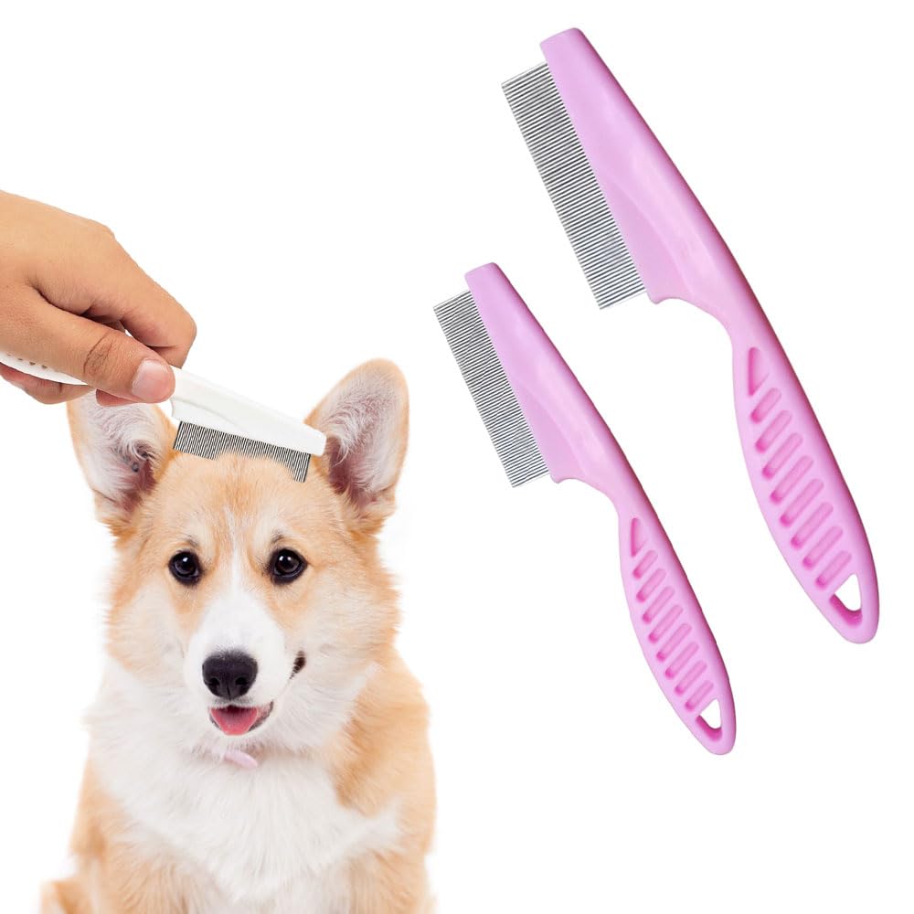Pet Grooming Comb, Multifunctional Pet Hair Comb Flea and Tear Stain Removal, Dog Face Combs, Flea Comb for Dogs, Removes Crust, Mucus, Stain Combs for Grooming and Dehairing Face and Paws (Blue)
