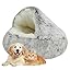 Plush Hooded Cat Bed, 2026 Upgrade Covered Cat Beds for Indoor Cats, Fluffy Round Cat Cave, Cozy Warming Small Dog Nest Bed for Pet Puppy Kitten(Green,15.75 * 1.97in)