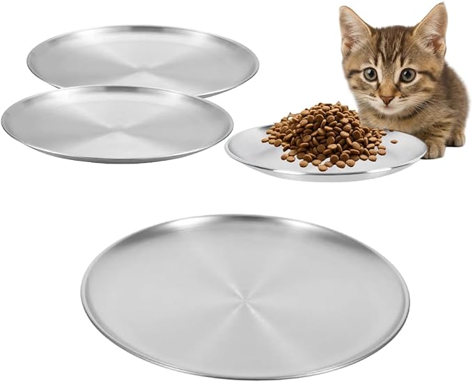 4-Pack Stainless Steel Cat Dish,Shallow cat Bowl,Cat Bowls Whisker Friendly,Grade 304 18/8, Dishwasher Safe,Easy to Clean