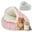 Plush Hooded Cat Bed, 2026 Upgrade Covered Cat Beds for Indoor Cats, Fluffy Round Cat Cave, Cozy Warming Small Dog Nest Bed for Pet Puppy Kitten(Green,15.75 * 1.97in)