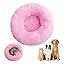 Calming Donut Dog Bed, Anti-Anxiety Soft Round Cat Bed with Fluffy Plush Faux, Cozy Washable Pet Beds Cushion for Small Medium Large Pets Indoor Outdoor Use (Beige, 31.5 in)