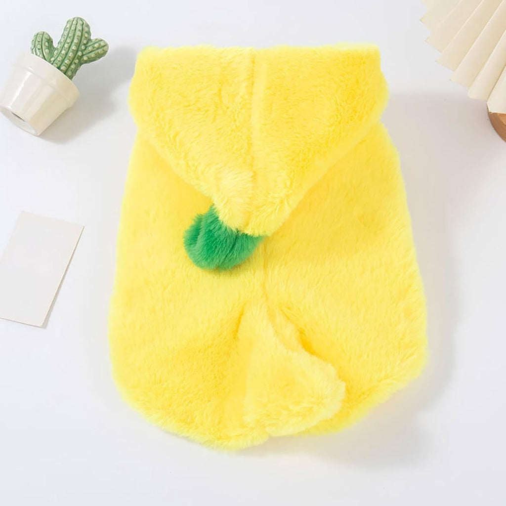 Dog Banana Costume, Banana Shaped Dog Winter Hoodie, Warm Soft Coat Jackets Dress Up Outfit Clothes for Small Puppy French Bulldog Chihuahua Teddy (S)
