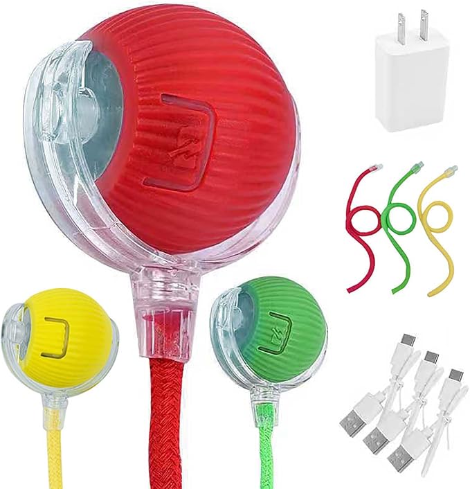 Cat Toy, Electric Ball, Automatic USB-Rechargeable Ball Toy (Red Green Yellow)