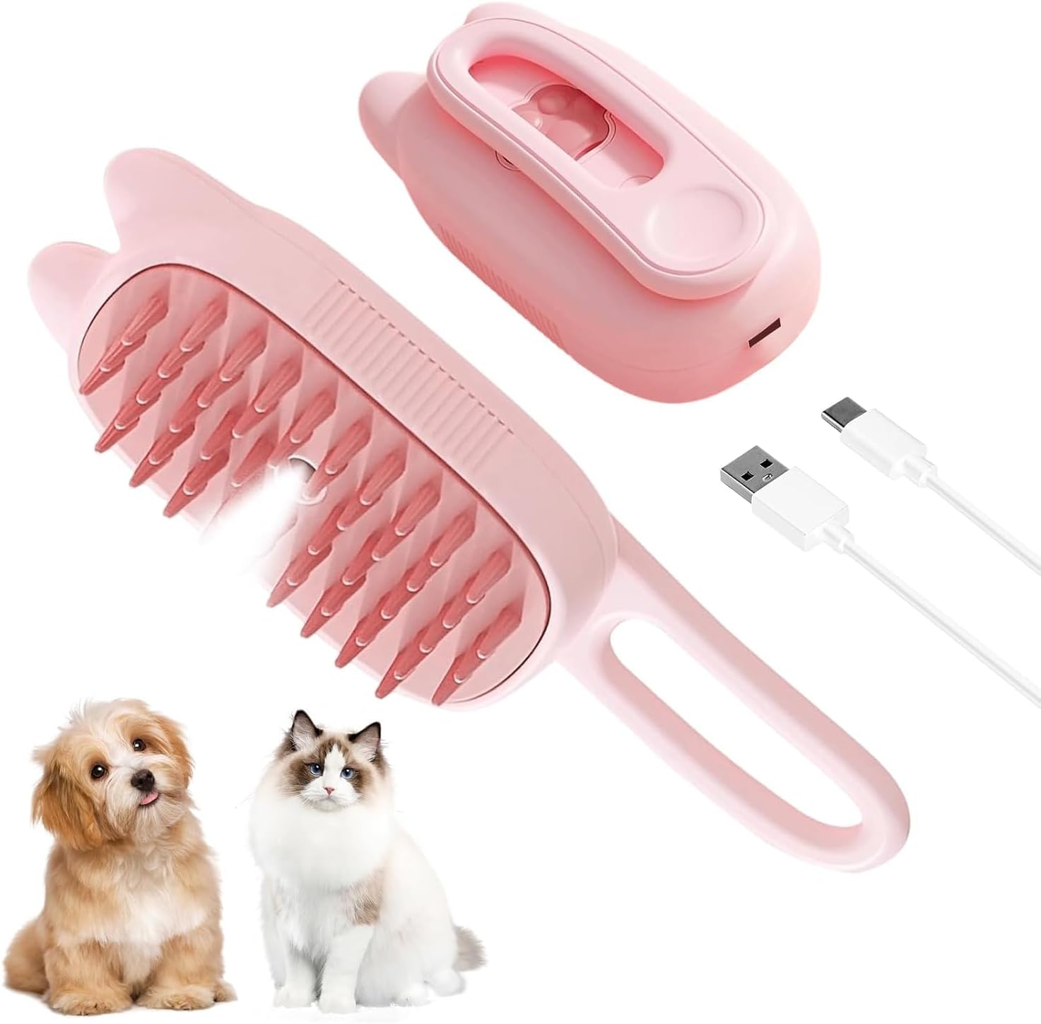 New Steam Brush for Cats, 3 in 1 Steam Comb for Shedding Dog Pet Hair Cleaning Brush for Spray Dog Grooming for Long & Short Haired Pets – Cat Hair Spritz Defur Comb