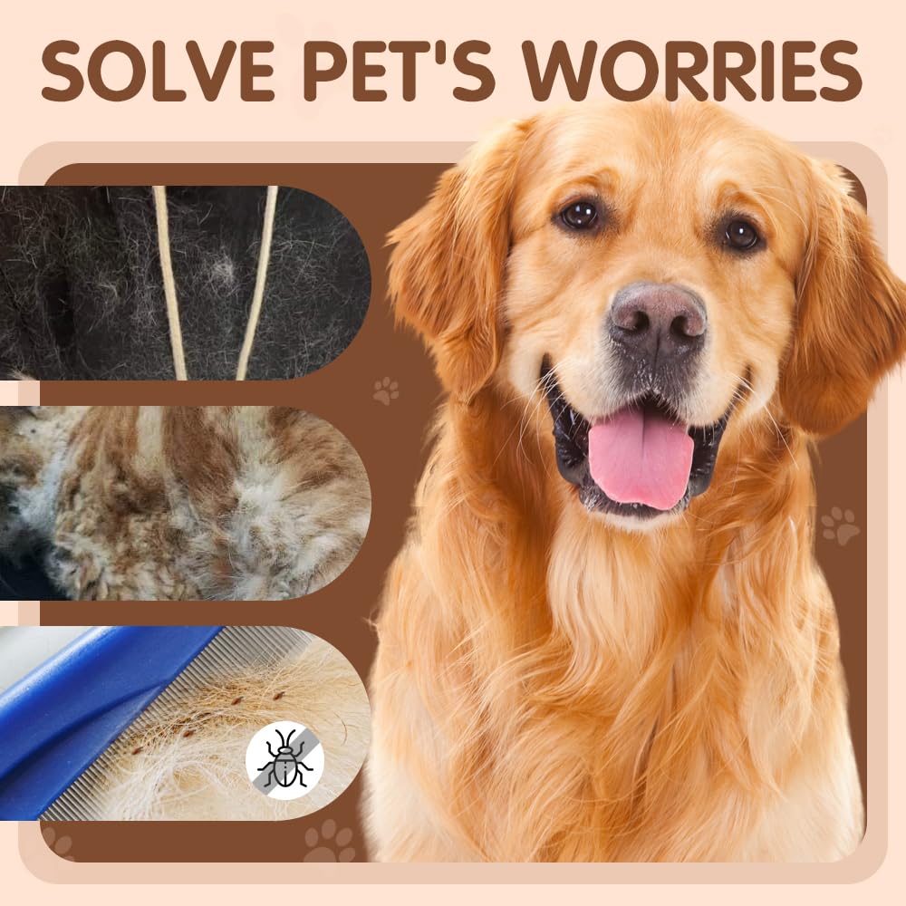 Pet Grooming Comb, Multifunctional Pet Hair Comb Flea and Tear Stain Removal, Dog Face Combs, Flea Comb for Dogs, Removes Crust, Mucus, Stain Combs for Grooming and Dehairing Face and Paws (Blue)