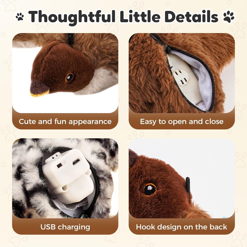 2026 New Flappy Chase Cat Toy, Interactive Chirping Bird Cat Toy with Remote Control, Chirping Bird Cat Toy Flapping Wings, Flying Interactive Simulation Electric Cat Toy (Brown)