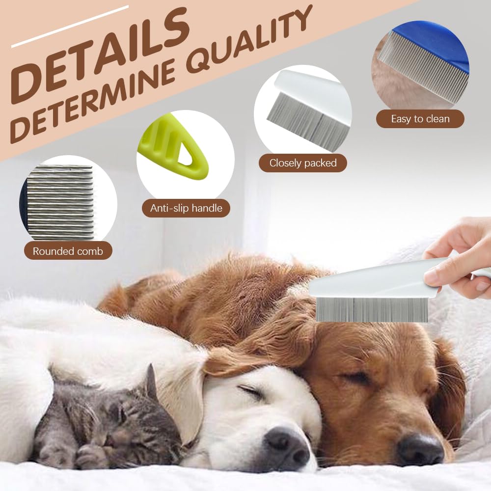 Pet Grooming Comb, Multifunctional Pet Hair Comb Flea and Tear Stain Removal, Dog Face Combs, Flea Comb for Dogs, Removes Crust, Mucus, Stain Combs for Grooming and Dehairing Face and Paws (Blue)