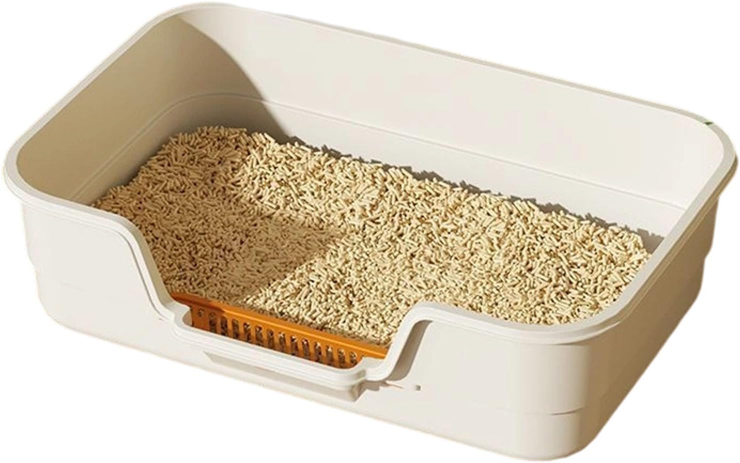 Semi Enclosed Cat Litter Box with Low Entry, High Wall Low Entry Litter Box for Indoor Cats, Litter Pan with High Sides for Indoor Pet Potty, Easy to Clean, Anti-Splashing (Grey)