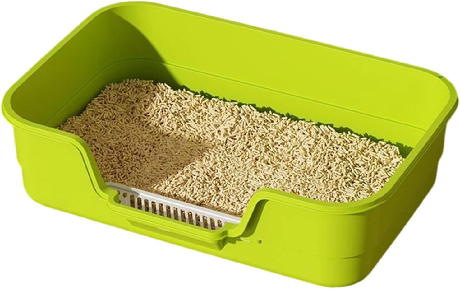 Semi Enclosed Cat Litter Box with Low Entry, High Wall Low Entry Litter Box for Indoor Cats, Litter Pan with High Sides for Indoor Pet Potty, Easy to Clean, Anti-Splashing (Grey)