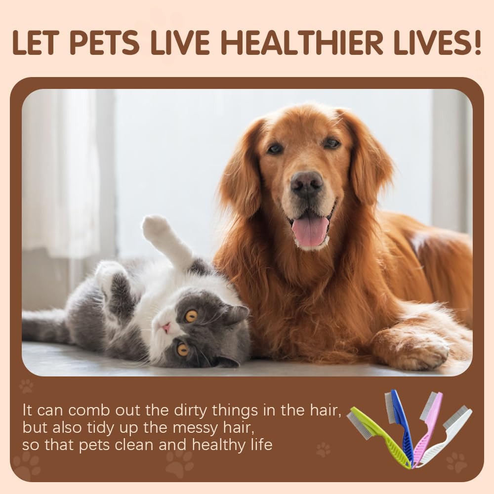 Pet Grooming Comb, Multifunctional Pet Hair Comb Flea and Tear Stain Removal, Dog Face Combs, Flea Comb for Dogs, Removes Crust, Mucus, Stain Combs for Grooming and Dehairing Face and Paws (Blue)