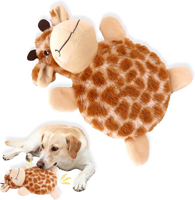 Upgraded Tough Squeaky Dog Toy for Aggressive Chewers, Ultra-Durable Plush Animals with Natural Materials, Interactive Crinkle Sound to Relieve Boredom for Medium Large Dogs