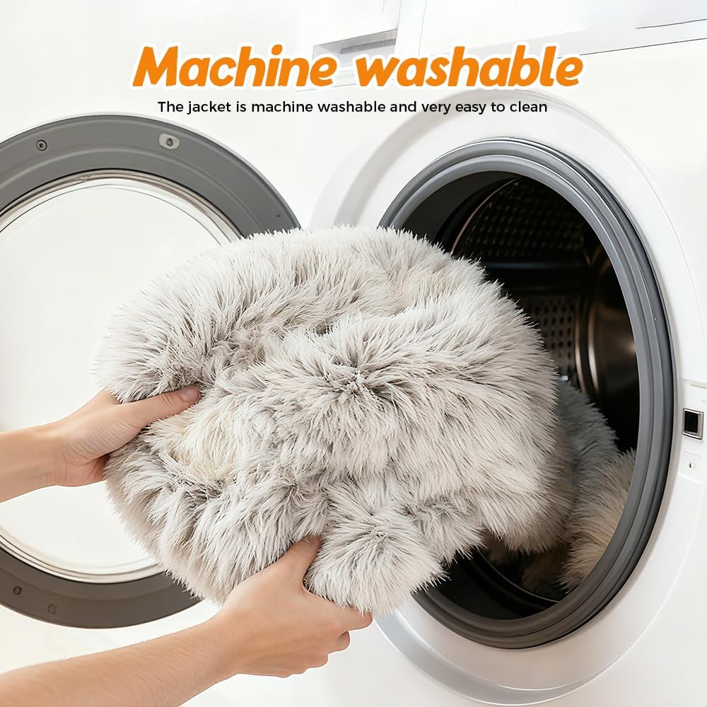 Plush Hooded Cat Bed, 2026 Upgrade Covered Cat Beds for Indoor Cats, Fluffy Round Cat Cave, Cozy Warming Small Dog Nest Bed for Pet Puppy Kitten(Green,15.75 * 1.97in)