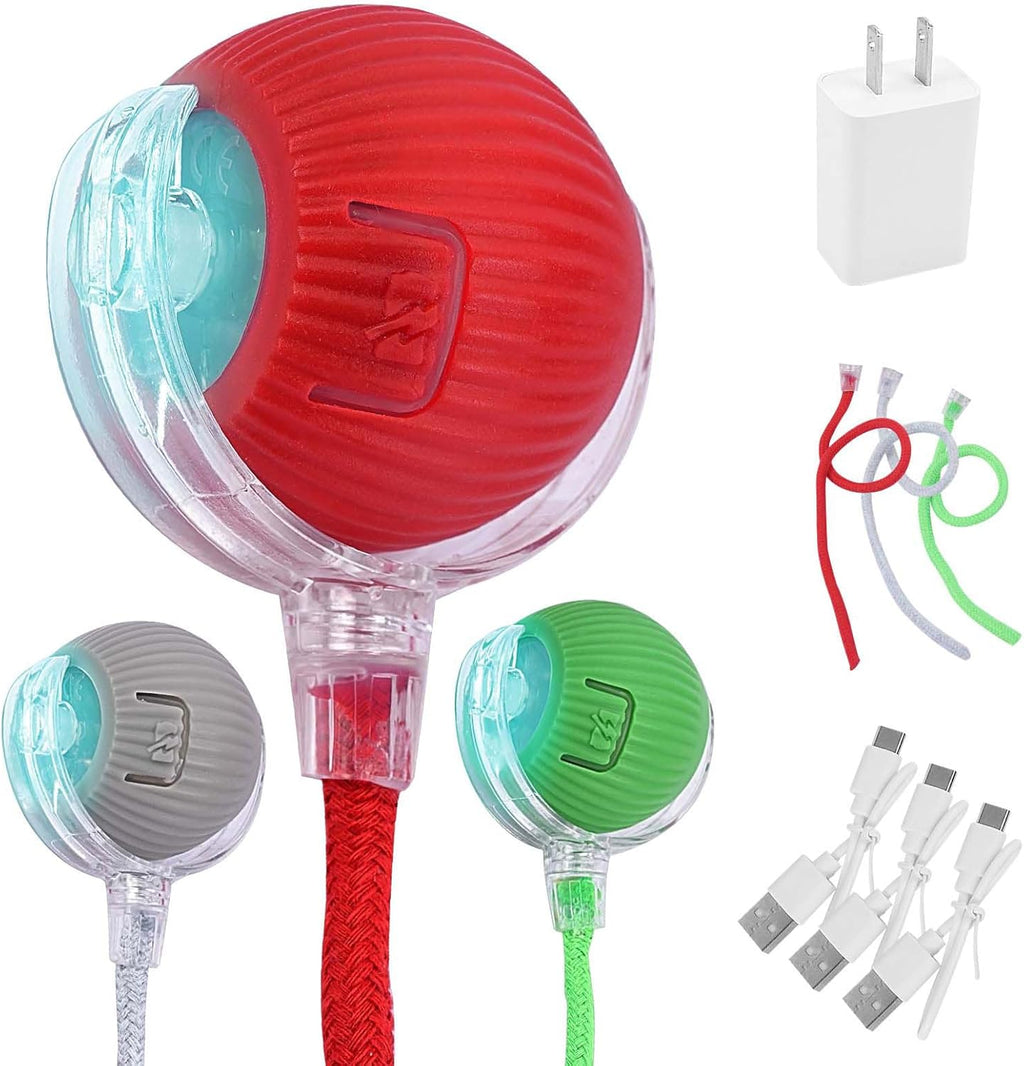 Cat Toy, Electric Ball, Automatic USB-Rechargeable Ball Toy (Red Green Yellow)