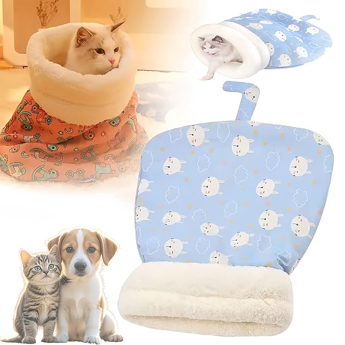 Cozy Pet Nest for Cats and Dogs, 2026 New Cat Dog Sleeping Bag Sleeping Portable Handwoven Pets Bed, Pet Nest Small Dog Cat Bed for All Seasons Indoors (Blue 1Pcs Small)