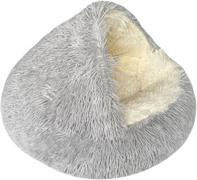 Cozy Cocoon Dog Bed, Cozy Cocoon Pet Bed for Dogs, Winter Pet Plush Bed (Light Grey, 20in)