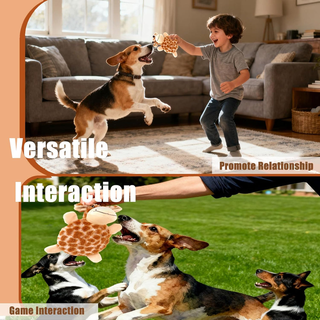 Upgraded Tough Squeaky Dog Toy for Aggressive Chewers, Ultra-Durable Plush Animals with Natural Materials, Interactive Crinkle Sound to Relieve Boredom for Medium Large Dogs