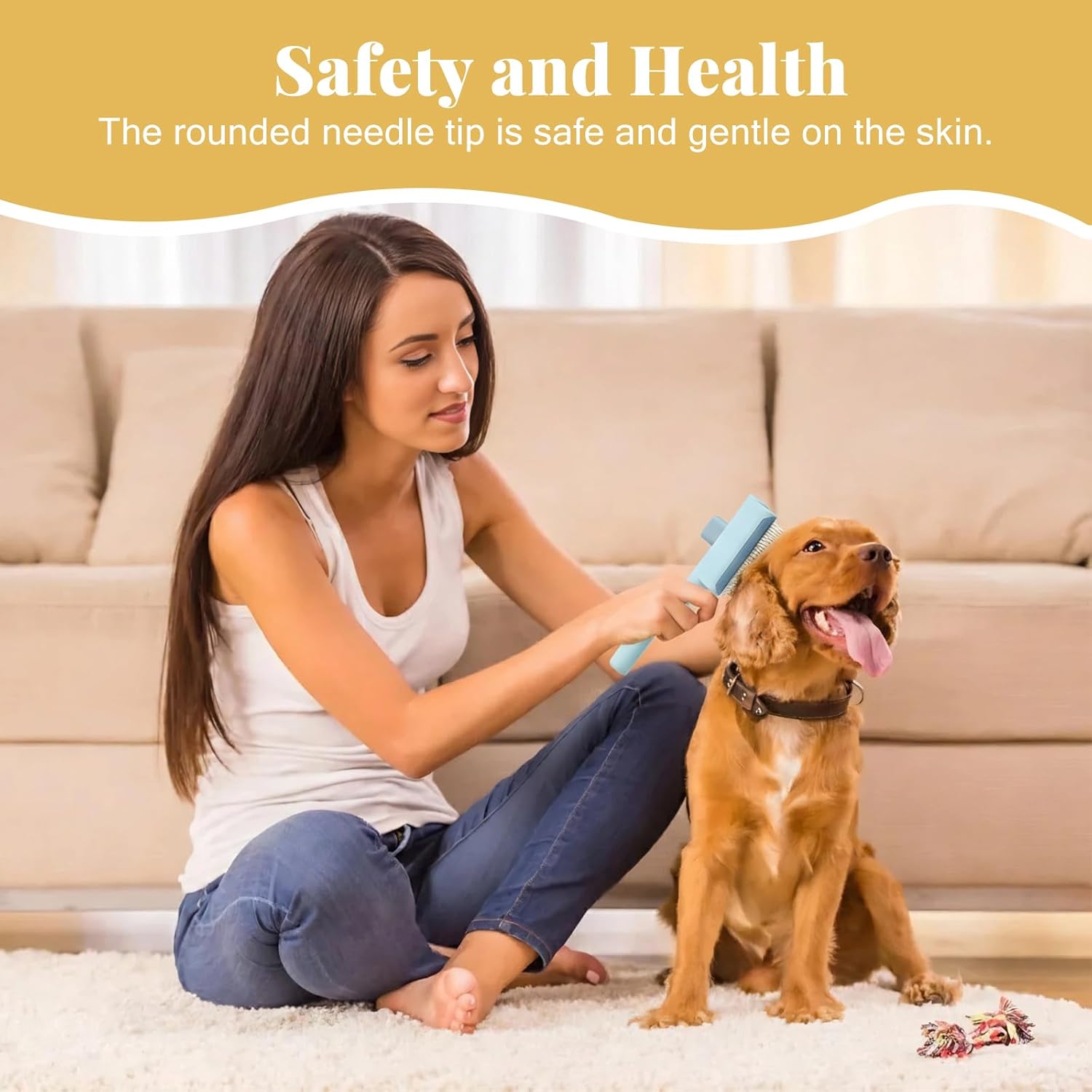 2026 Upgraded Pet Grooming Brush, Dogs And Cats Hair Brush with Release Button, Pet Deshedding & Flea Comb, Removes Fleas, Long & Short Comb Teeth