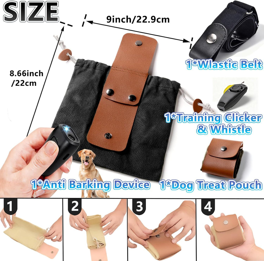 Dog Treat Pouch with Training Clicker & Whistle - Stylish & Portable Large-Capacity Foldable Pet Training Pouch with Wlastic Belt for Outdoor Use/Pet Training (Brown)