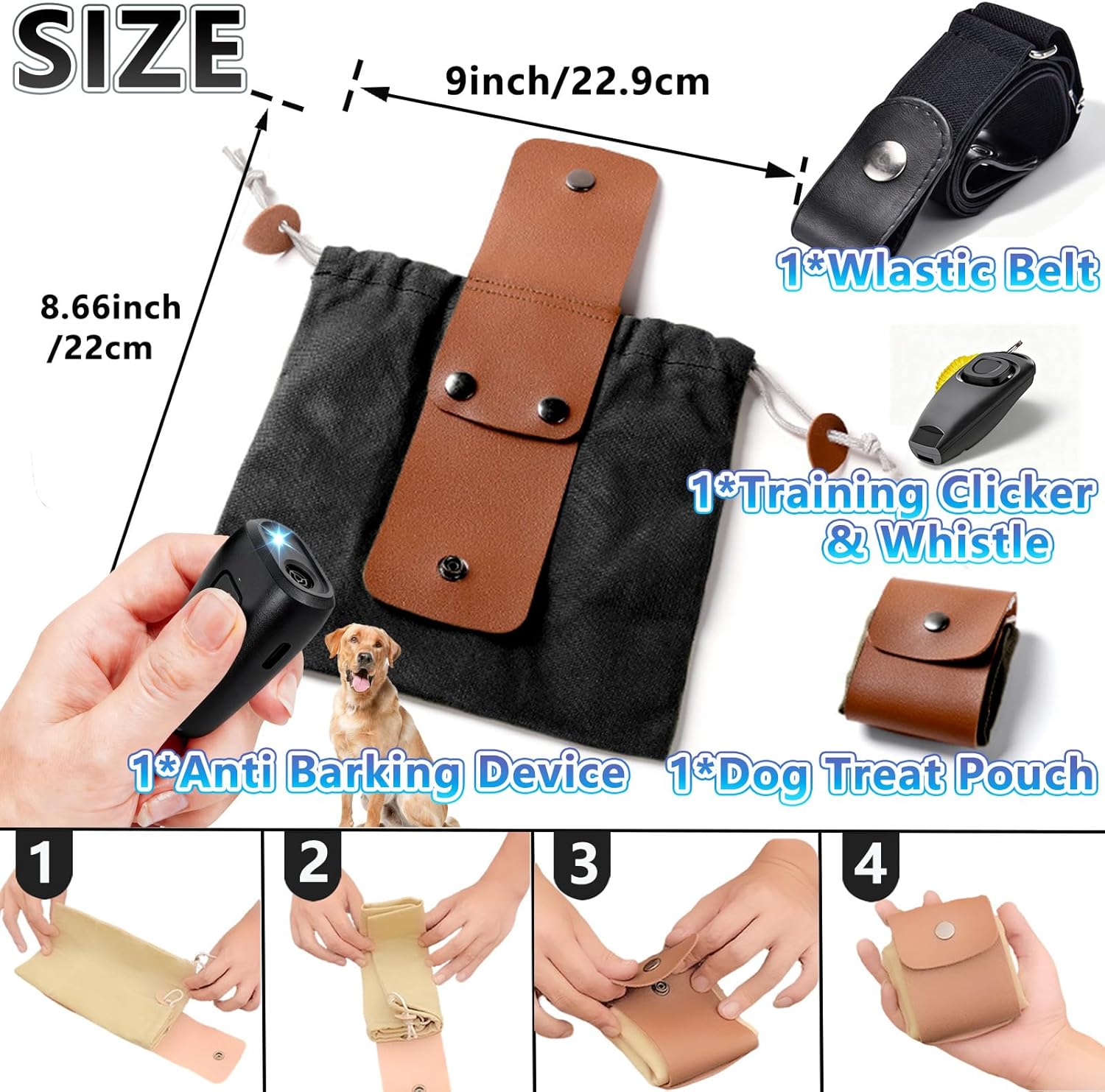 Dog Treat Pouch with Training Clicker & Whistle - Stylish & Portable Large-Capacity Foldable Pet Training Pouch with Wlastic Belt for Outdoor Use/Pet Training (Brown)