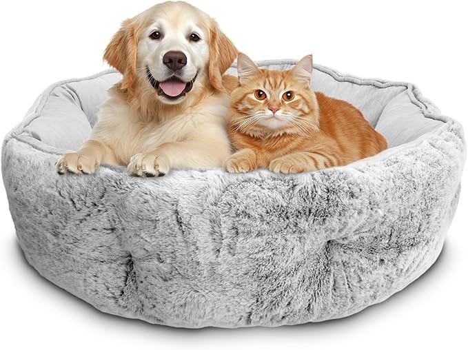 Dog Beds, Reversible Cooling and Warm Pet Bed - Premium Comfort for Anxiety Relief, Cozy Round Dog Bed with Super Soft Circle Styles for Small & Medium Pets, Non Skid Bottom & Washable