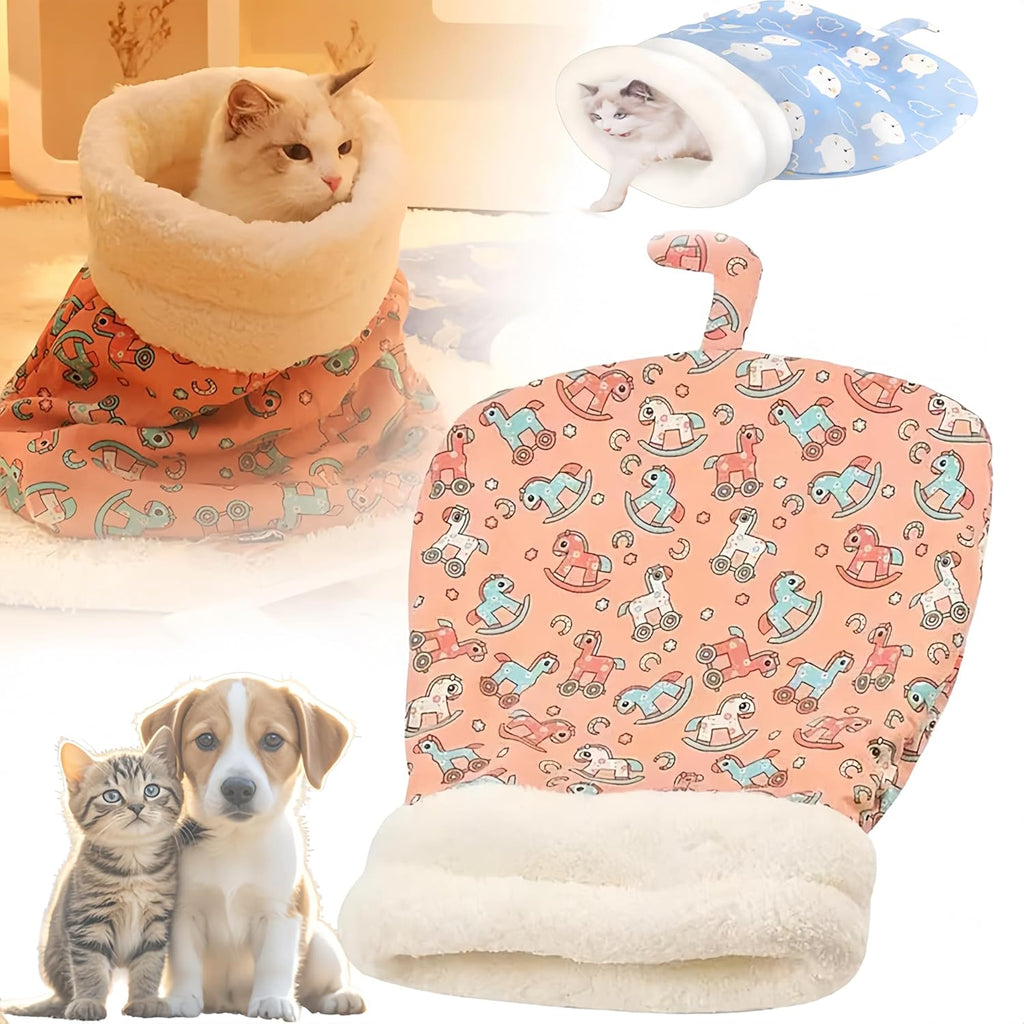 Cozy Pet Nest for Cats and Dogs, 2026 New Cat Dog Sleeping Bag Sleeping Portable Handwoven Pets Bed, Pet Nest Small Dog Cat Bed for All Seasons Indoors (Blue 1Pcs Small)