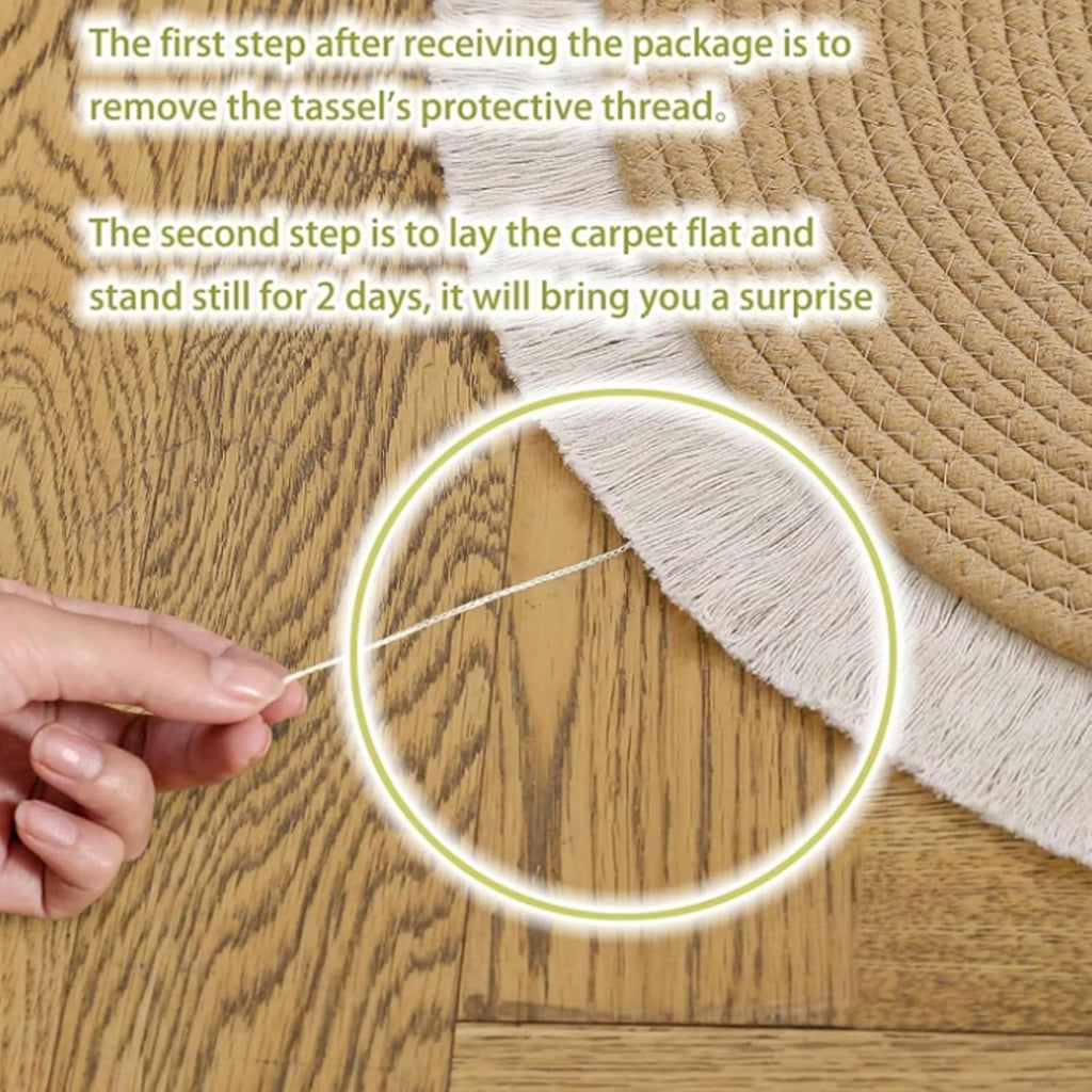 Premium Cotton Rope Area Rug for Cats, Cat Scratching Rug, Washable Round Vintage Reversible Woven Tassel Rugs, Wear-Resistant and Scratch-Resistant, Multiple Sizes (A#,40in)