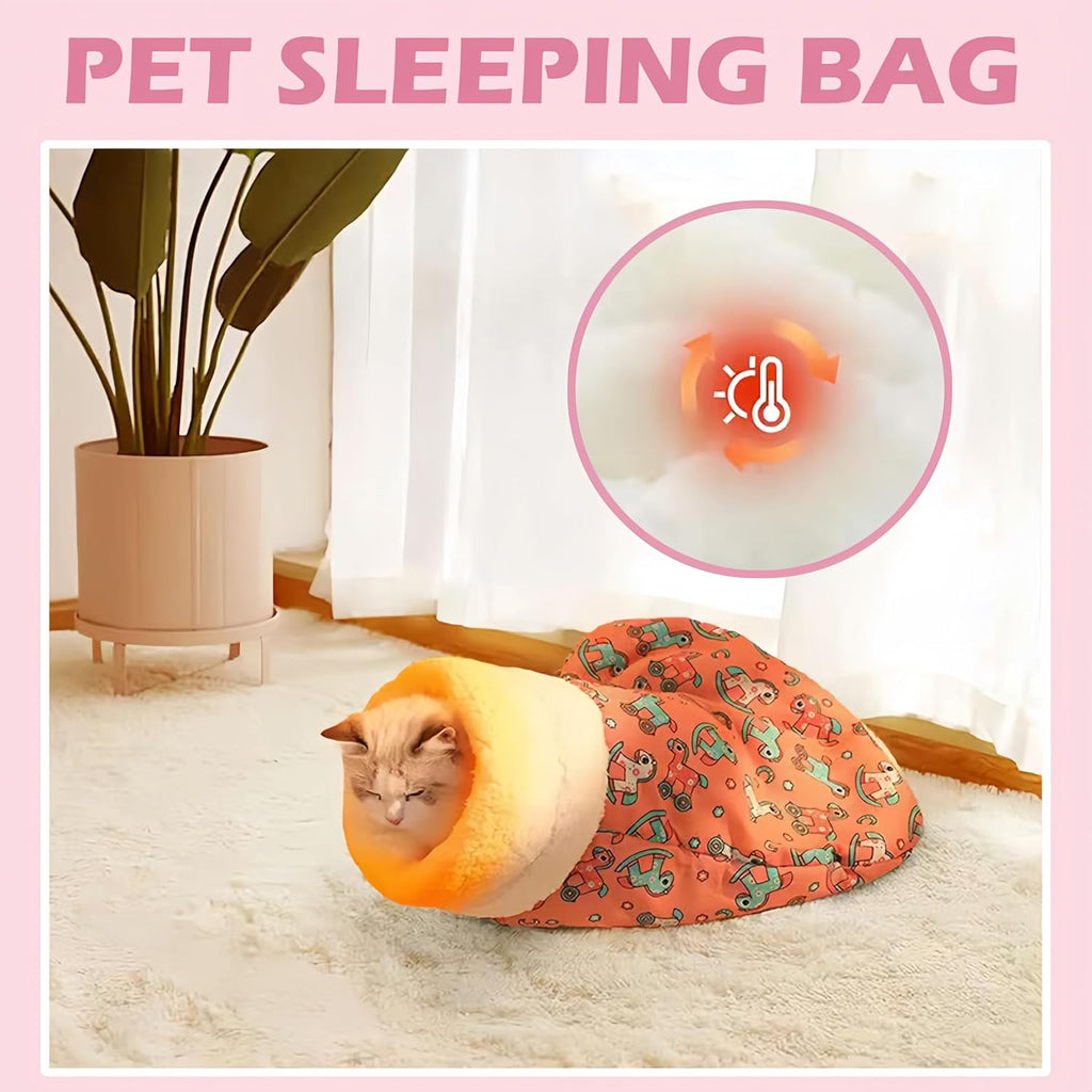 Cozy Pet Nest for Cats and Dogs, 2026 New Cat Dog Sleeping Bag Sleeping Portable Handwoven Pets Bed, Pet Nest Small Dog Cat Bed for All Seasons Indoors (Blue 1Pcs Small)