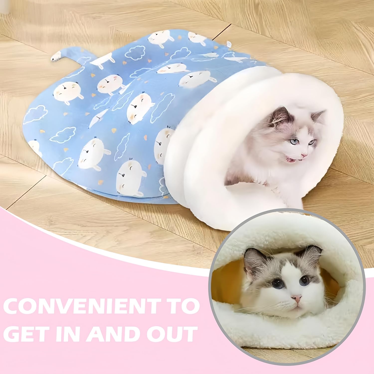 Cozy Pet Nest for Cats and Dogs, 2026 New Cat Dog Sleeping Bag Sleeping Portable Handwoven Pets Bed, Pet Nest Small Dog Cat Bed for All Seasons Indoors (Blue 1Pcs Small)