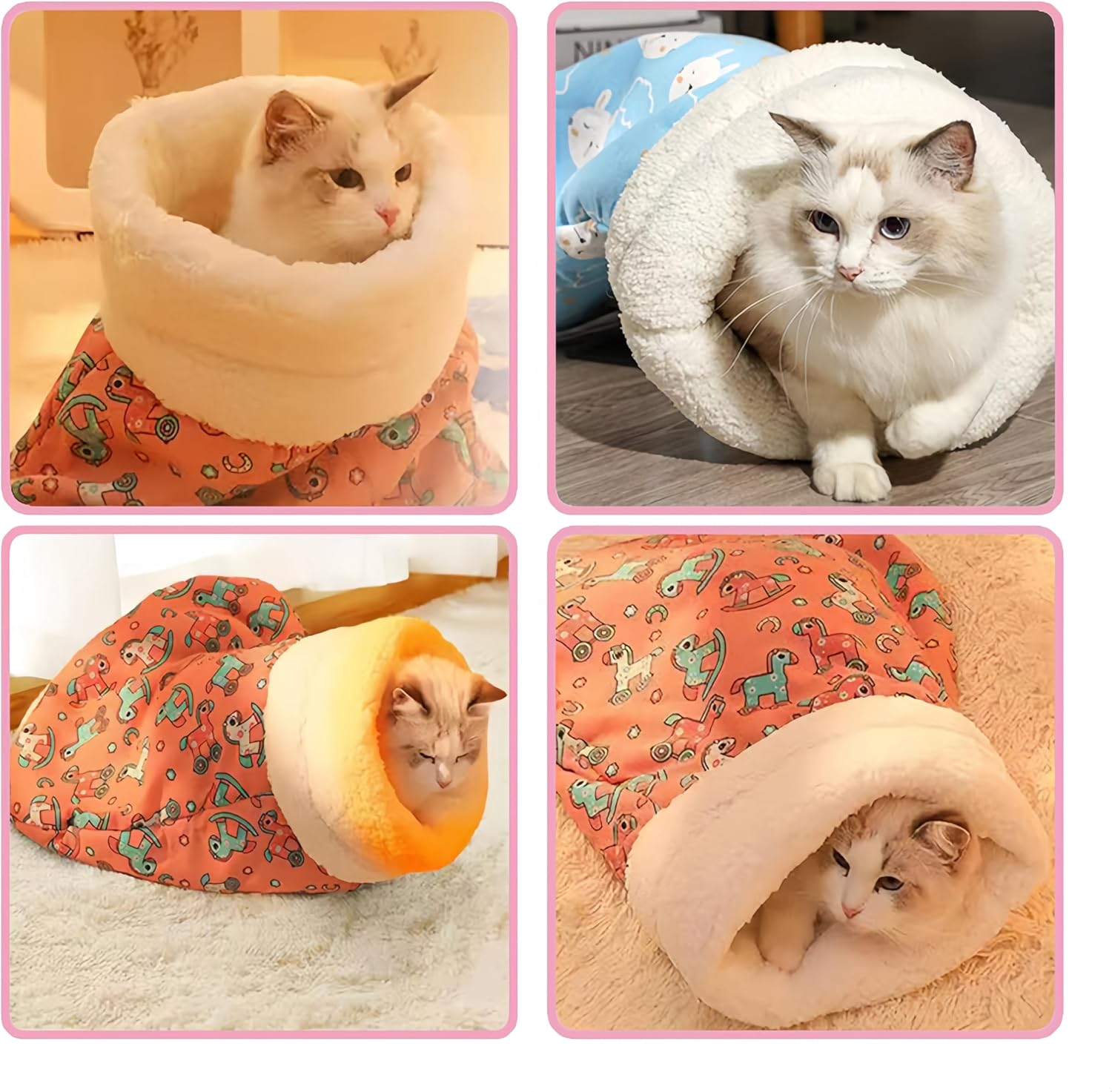 Cozy Pet Nest for Cats and Dogs, 2026 New Cat Dog Sleeping Bag Sleeping Portable Handwoven Pets Bed, Pet Nest Small Dog Cat Bed for All Seasons Indoors (Blue 1Pcs Small)