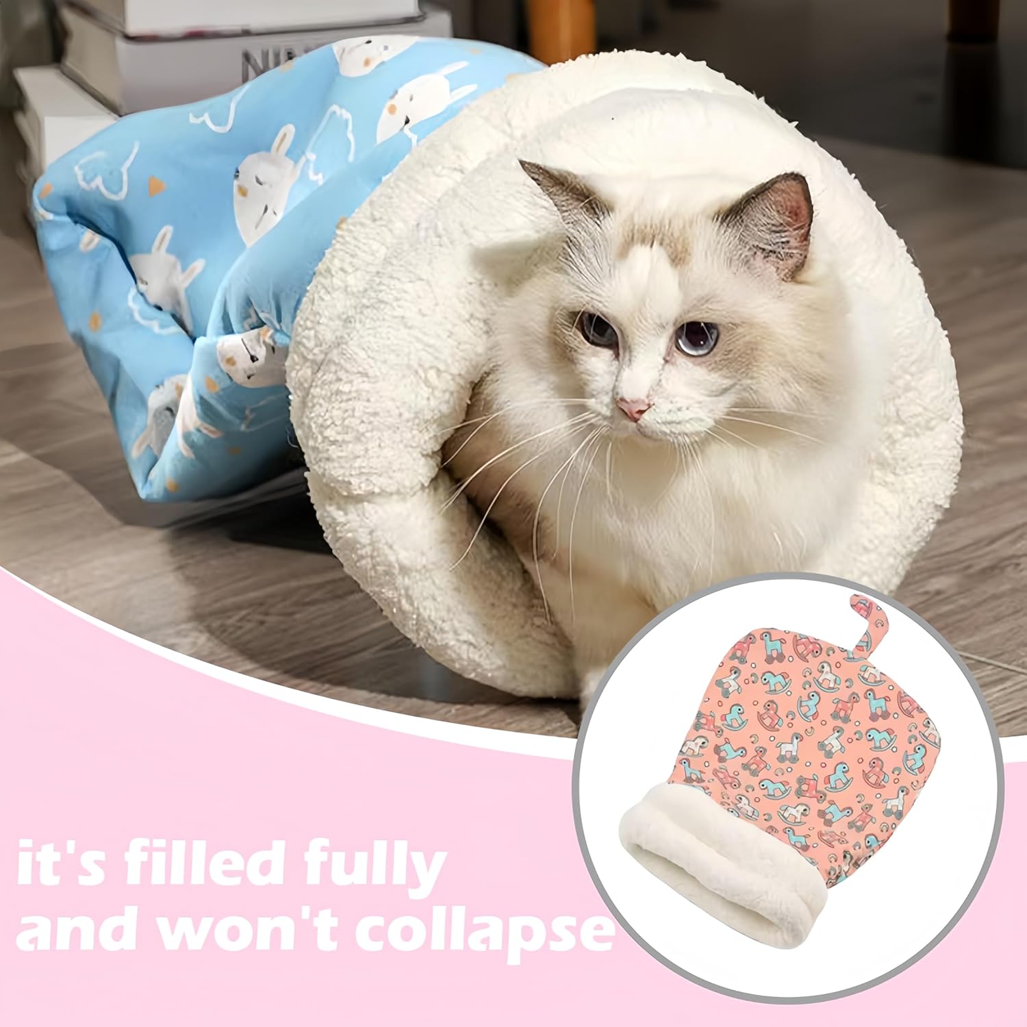 Cozy Pet Nest for Cats and Dogs, 2026 New Cat Dog Sleeping Bag Sleeping Portable Handwoven Pets Bed, Pet Nest Small Dog Cat Bed for All Seasons Indoors (Blue 1Pcs Small)