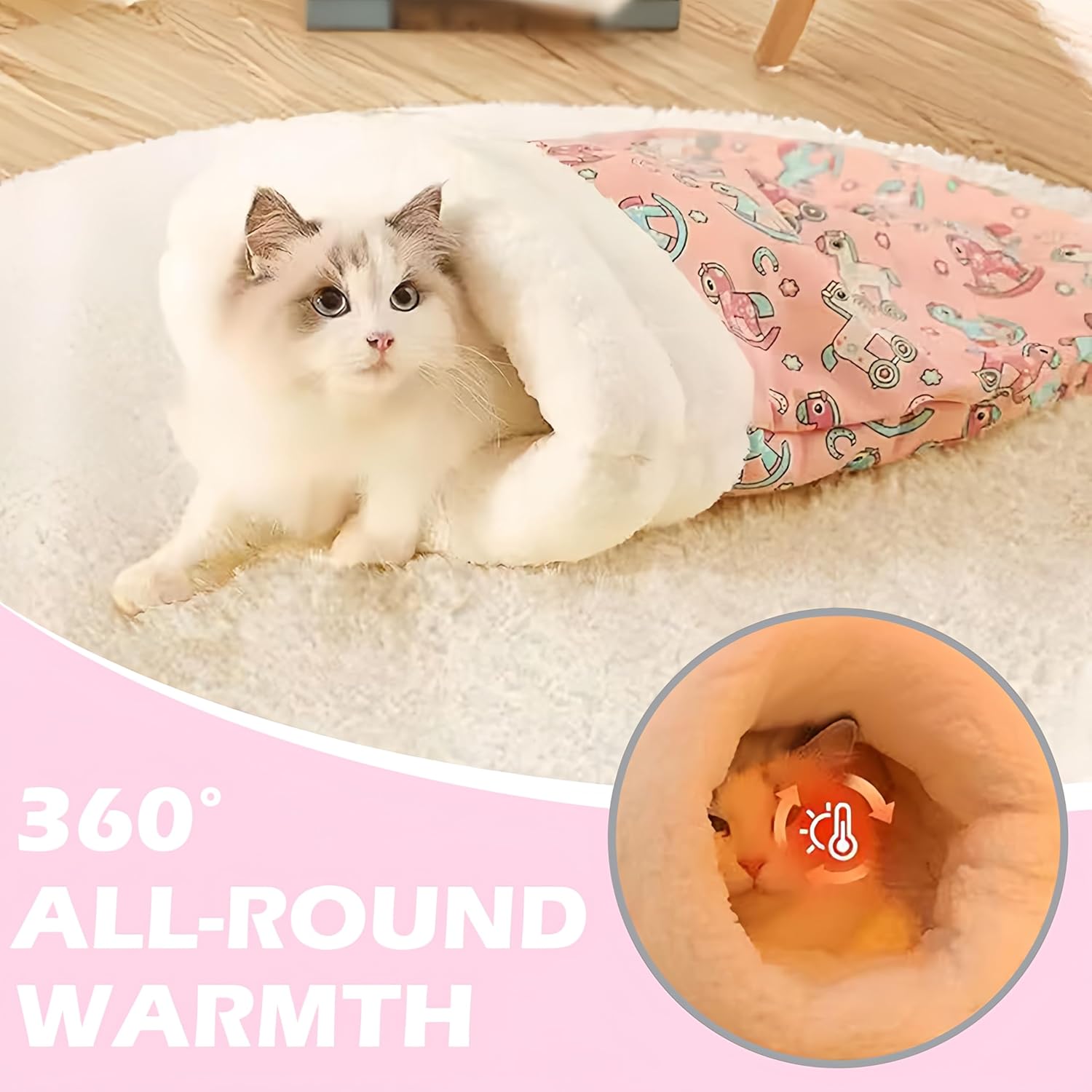 Cozy Pet Nest for Cats and Dogs, 2026 New Cat Dog Sleeping Bag Sleeping Portable Handwoven Pets Bed, Pet Nest Small Dog Cat Bed for All Seasons Indoors (Blue 1Pcs Small)
